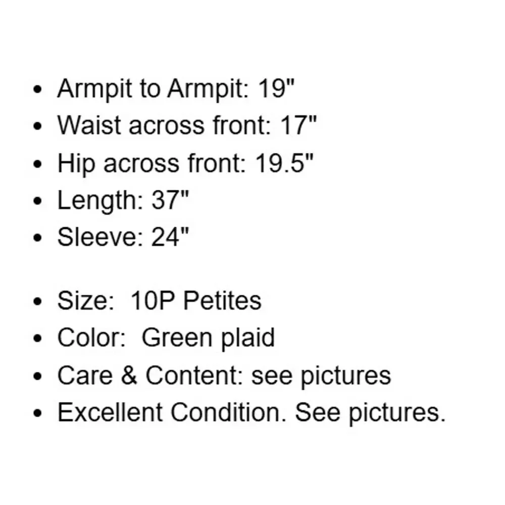 Kasper ASL Jacket Dress Petites 10P Green Plaid Tweed Pockets Lined Career Vtg - Picture 4 of 16